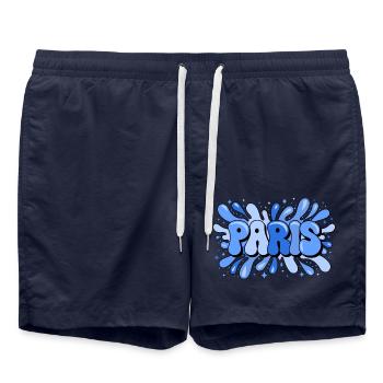 Paris Blue Bubbles Pop Art - Badeshorts - French Navy - Vorne - AI Model Male 185 light (185cm)