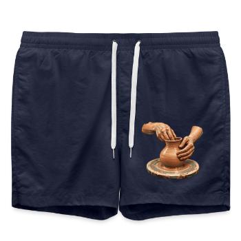 Hands Shaping Clay – Pottery Wheel Art - Badeshorts - French Navy - Vorne - AI Model Male 185 light (185cm)
