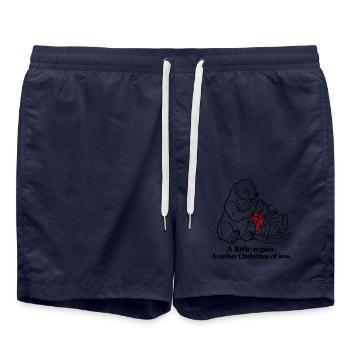 Christmas Bear repariert ein geliebtes Schaukelpferd - Badeshorts - French Navy - Vorne - AI Model Male 185 light (185cm)