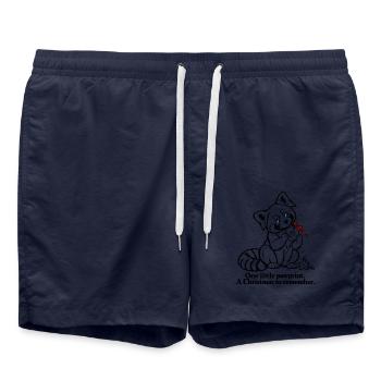 Red Panda rettet eine pfotenabdrückliche Weihnachtserinnerung - Badeshorts - French Navy - Vorne - AI Model Male 185 light (185cm)