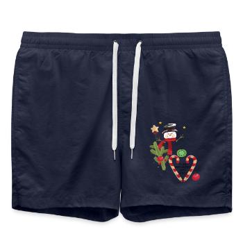 Frohe Weihnachten mein Schatz - Badeshorts - French Navy - Vorne - AI Model Male 185 light (185cm)