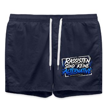 Rassisten sind keine Alternative - Badeshorts - French Navy - Vorne - AI Model Male 185 light (185cm)