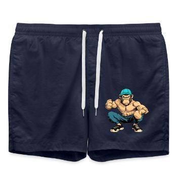 Fitness Affen - Badeshorts - French Navy - Vorne - AI Model Male 185 light (185cm)