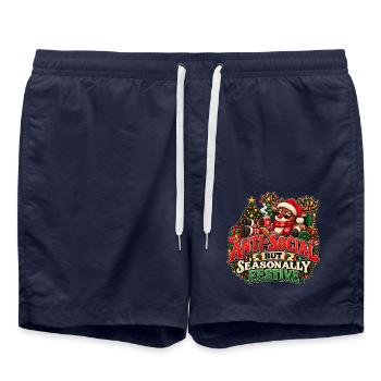 Asoziales, aber saisonal festliches Rentier - Badeshorts - French Navy - Vorne - AI Model Male 185 light (185cm)