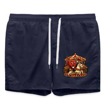 Glühwein Tasse Karussell Pferd Retro Comic T-Shirt - Badeshorts - French Navy - Vorne - AI Model Male 185 light (185cm)