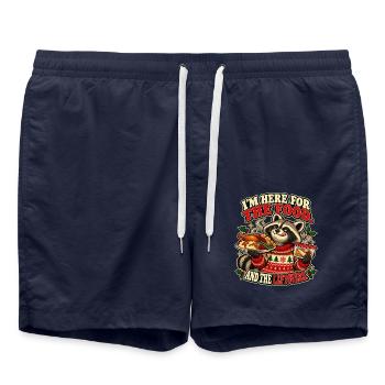 I’m Here for the Food – Weihnachtswaschbär - Badeshorts - French Navy - Vorne - AI Model Male 185 light (185cm)