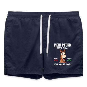 Lustiges Pferdemädchen & Reiter Spruch Geschenke - Badeshorts - French Navy - Vorne - AI Model Male 185 light (185cm)