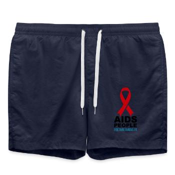 Rotes AIDS-Gedächtnisband - Badeshorts - French Navy - Vorne - AI Model Male 185 light (185cm)