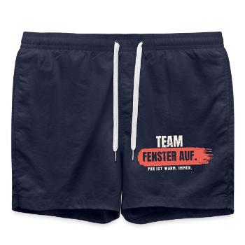 Team Fenster auf – mir ist warm - Badeshorts - French Navy - Vorne - AI Model Male 185 light (185cm)