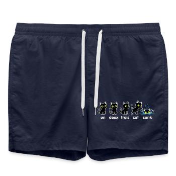 Un Deux Trois Katzen Sink - Badeshorts - French Navy - Vorne - AI Model Male 185 light (185cm)