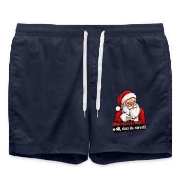 Der Weihnachtsmann weiß, dass du nervst - Badeshorts - French Navy - Vorne - AI Model Male 185 light (185cm)