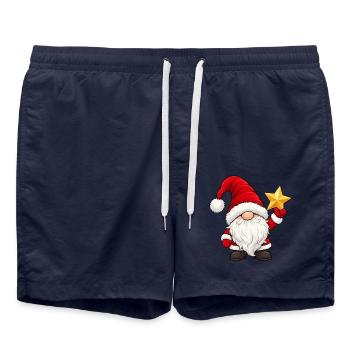 Niedlicher Weihnachtsgnom mit goldenem Stern - Badeshorts - French Navy - Vorne - AI Model Male 185 light (185cm)