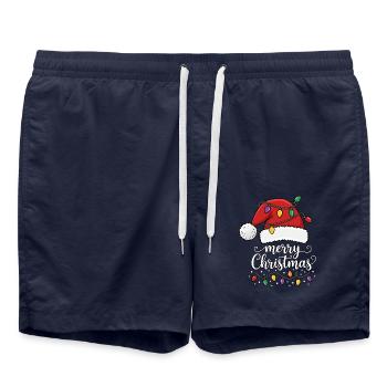 Weihnachtshut mit Lichterkette Merry Christmas - Badeshorts - French Navy - Vorne - AI Model Male 185 light (185cm)