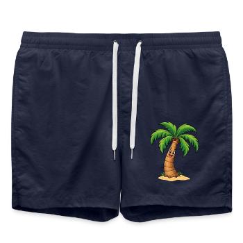 Lachende Palme – Lustiges Sommer Comic Motiv - Badeshorts - French Navy - Vorne - AI Model Male 185 light (185cm)