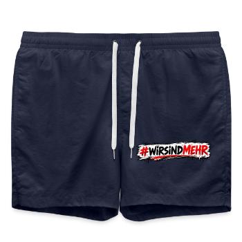#WIRSINDMEHR Graffiti Protest - Badeshorts - French Navy - Vorne - AI Model Male 185 light (185cm)