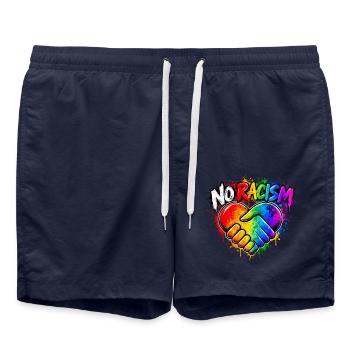 NoRassismus Regenbogen Herz-Hand - Badeshorts - French Navy - Vorne - AI Model Male 185 light (185cm)