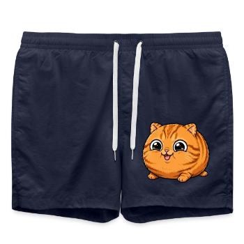 Super süße runde orangefarbene Katze - Badeshorts - French Navy - Vorne - AI Model Male 185 light (185cm)