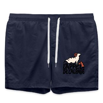 Der Ruf der Alpenweide – Transhumanz-Humor - Badeshorts - French Navy - Vorne - AI Model Male 185 light (185cm)