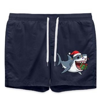 Weihnachtshai mit Lichterkette Hai Fisch Christmas - Badeshorts - French Navy - Vorne - AI Model Male 185 light (185cm)