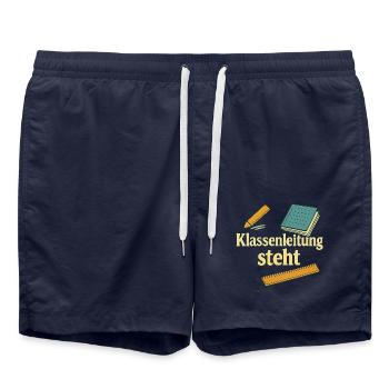 Geschenk für die erste eigene Klassenleitung - Badeshorts - French Navy - Vorne - AI Model Male 185 light (185cm)