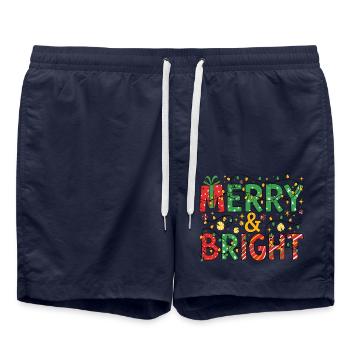 Fröhliche und helle Weihnachtsbeleuchtung - Badeshorts - French Navy - Vorne - AI Model Male 185 light (185cm)