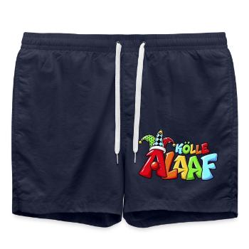 Kölle Alaaf – Buntes Comic Karneval Design mit Nar - Badeshorts - French Navy - Vorne - AI Model Male 185 light (185cm)