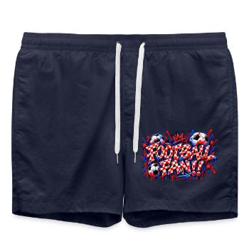 FUSSBALLFAN – Rotes Schachbrett-Graffiti, das zuschlägt - Badeshorts - French Navy - Vorne - AI Model Male 185 light (185cm)