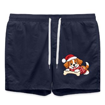 Süßer Weihnachtshund - Badeshorts - French Navy - Vorne - AI Model Male 185 light (185cm)