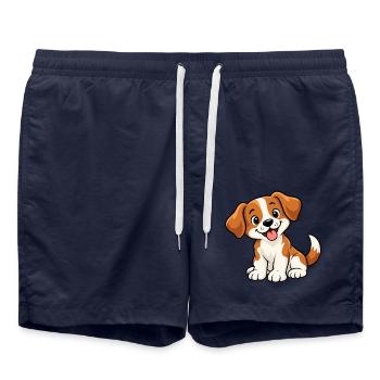 Süßer Comic-Hund - Badeshorts - French Navy - Vorne - AI Model Male 185 light (185cm)