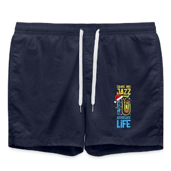 Cigars And Jazz Appreciate Life Saxophon Xmas - Badeshorts - French Navy - Vorne - AI Model Male 185 light (185cm)