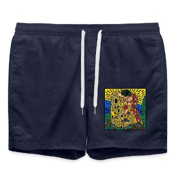 Kiss of Color Mosaik - Badeshorts - French Navy - Vorne - AI Model Male 185 light (185cm)