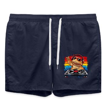 Bearded Dragon DJ Rainbow Vibes - Badeshorts - French Navy - Vorne - AI Model Male 185 light (185cm)