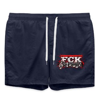 FCK Bassline Noten Splash - Badeshorts - French Navy - Vorne - AI Model Male 185 light (185cm)