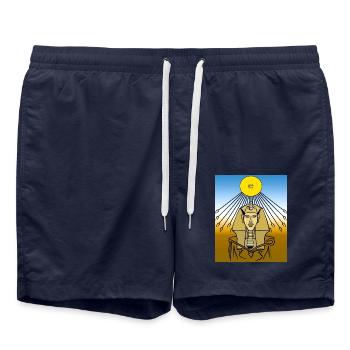 Sonnenpharaön Strahlenkreis - Badeshorts - French Navy - Vorne - AI Model Male 185 light (185cm)