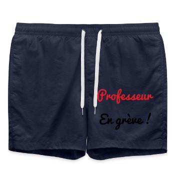 PROFESSOR. STREIK. DEMONSTRATION. ARBEIT. HUMOR. - Badeshorts - French Navy - Vorne - AI Model Male 185 light (185cm)