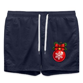 Rote Weihnachtkugel mit Schneeflocke - Badeshorts - French Navy - Vorne - AI Model Male 185 light (185cm)