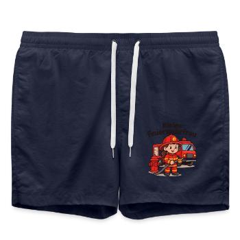 Kleine Feuerwehrfrau – Kinder Feuerwehr - Badeshorts - French Navy - Vorne - AI Model Male 185 light (185cm)