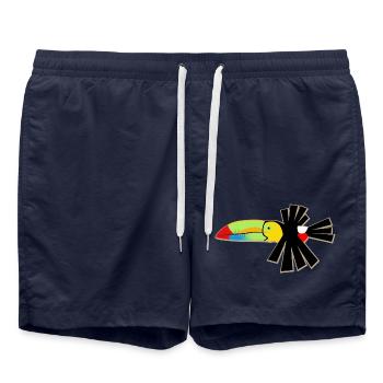 Schrulliger Kielschnabel-Tukan - Badeshorts - French Navy - Vorne - AI Model Male 185 light (185cm)