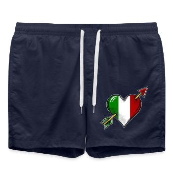 Italien Flagge Herz mit Pfeil - Badeshorts - French Navy - Vorne - AI Model Male 185 light (185cm)