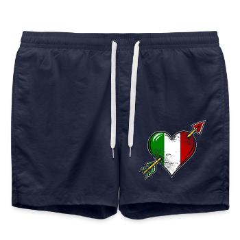 Italien Flagge Herz mit Pfeil used look - Badeshorts - French Navy - Vorne - AI Model Male 185 light (185cm)