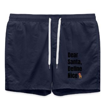 Dear Santa Define Nice – Lustiger Weihnachtselch - Badeshorts - French Navy - Vorne - AI Model Male 185 light (185cm)