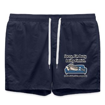 Beschäftigt als finnischer Saimaa-Robbe - Badeshorts - French Navy - Vorne - AI Model Male 185 light (185cm)