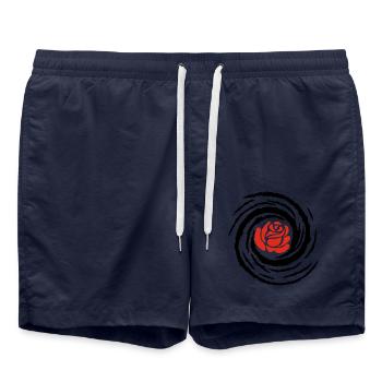 Galaktisches Pink (Schwarz) - Badeshorts - French Navy - Vorne - AI Model Male 185 light (185cm)