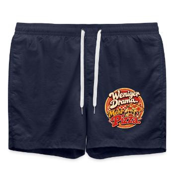 Weniger Drama Mehr Pizza - Badeshorts - French Navy - Vorne - AI Model Male 185 light (185cm)