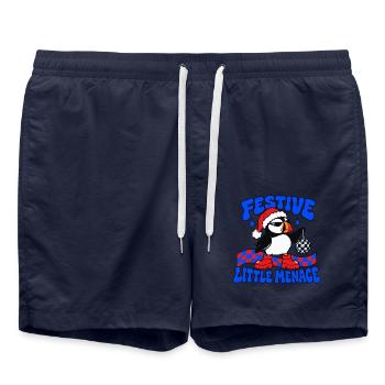 Festliche kleine Bedrohung Lustiger Weihnachtspuffin - Badeshorts - French Navy - Vorne - AI Model Male 185 light (185cm)