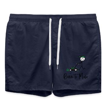 Born to Mow – Lustiger Rasenmäher Spruch - Badeshorts - French Navy - Vorne - AI Model Male 185 light (185cm)