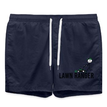 Lawn Ranger – Lustiger Rasenmäher Spruch - Badeshorts - French Navy - Vorne - AI Model Male 185 light (185cm)