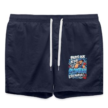 Klempnerheld: Deshalb - Badeshorts - French Navy - Vorne - AI Model Male 185 light (185cm)