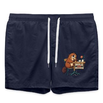 Holz All Inclusive Biber im Café - Badeshorts - French Navy - Vorne - AI Model Male 185 light (185cm)