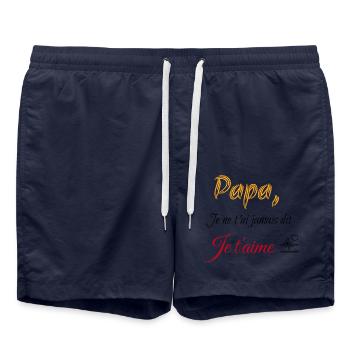 Papa--Ich-Hab-Nie-Gesagt-Dich-Dich - Badeshorts - French Navy - Vorne - AI Model Male 185 light (185cm)